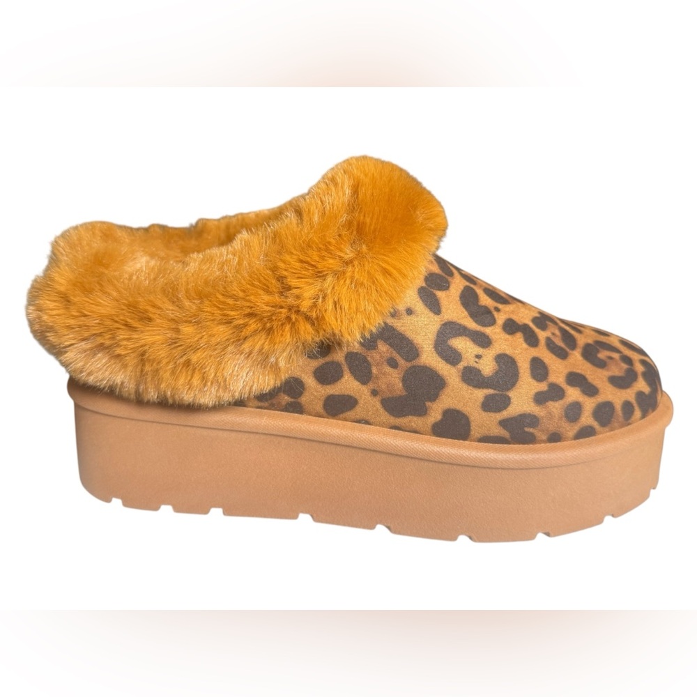 NEW Bamboo Leopard Platform Slippers w/ Box Sz 8